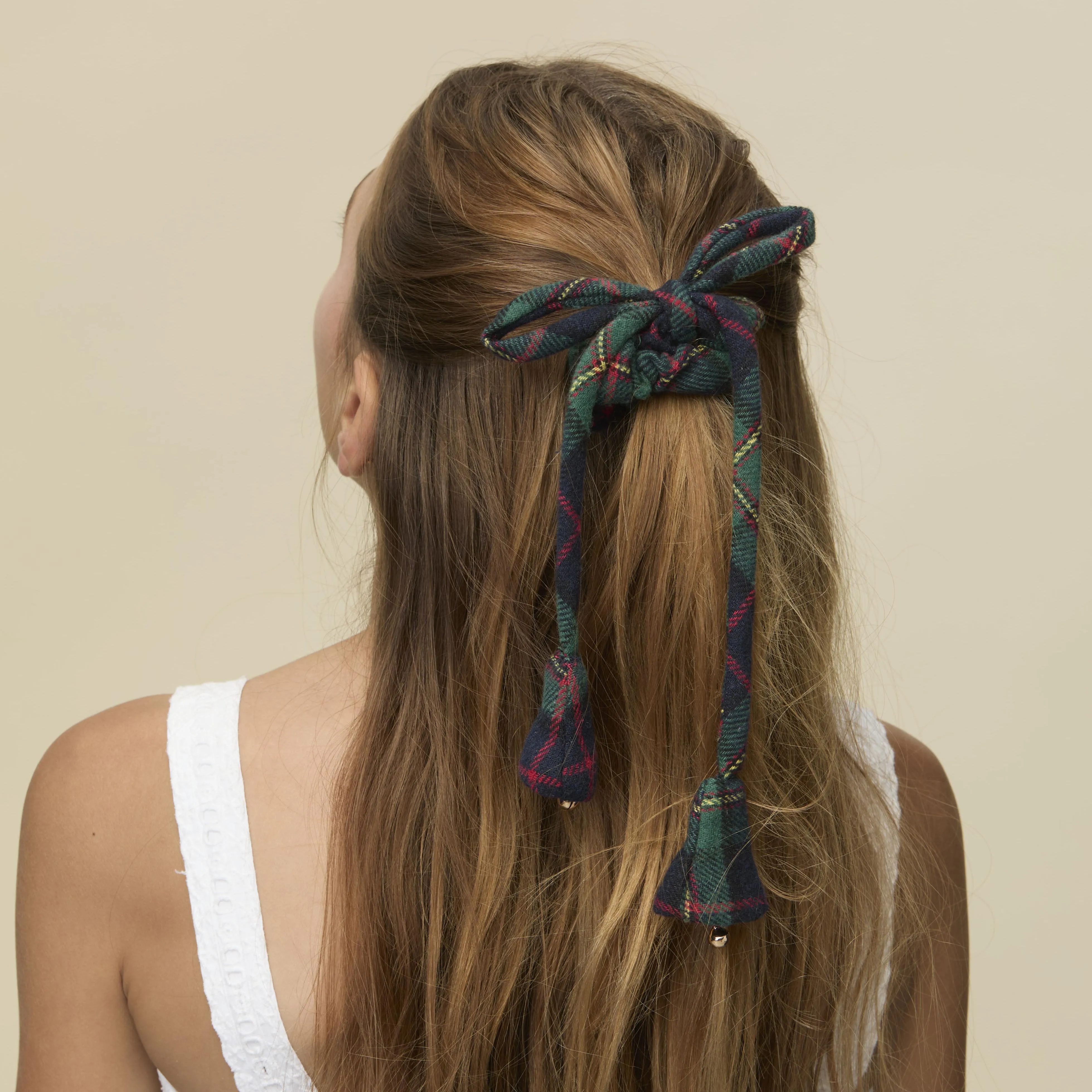PRESENT PLAID JINGLE BELL SCRUNCHIE sold by Lele Sadoughi product image thumbnail 2