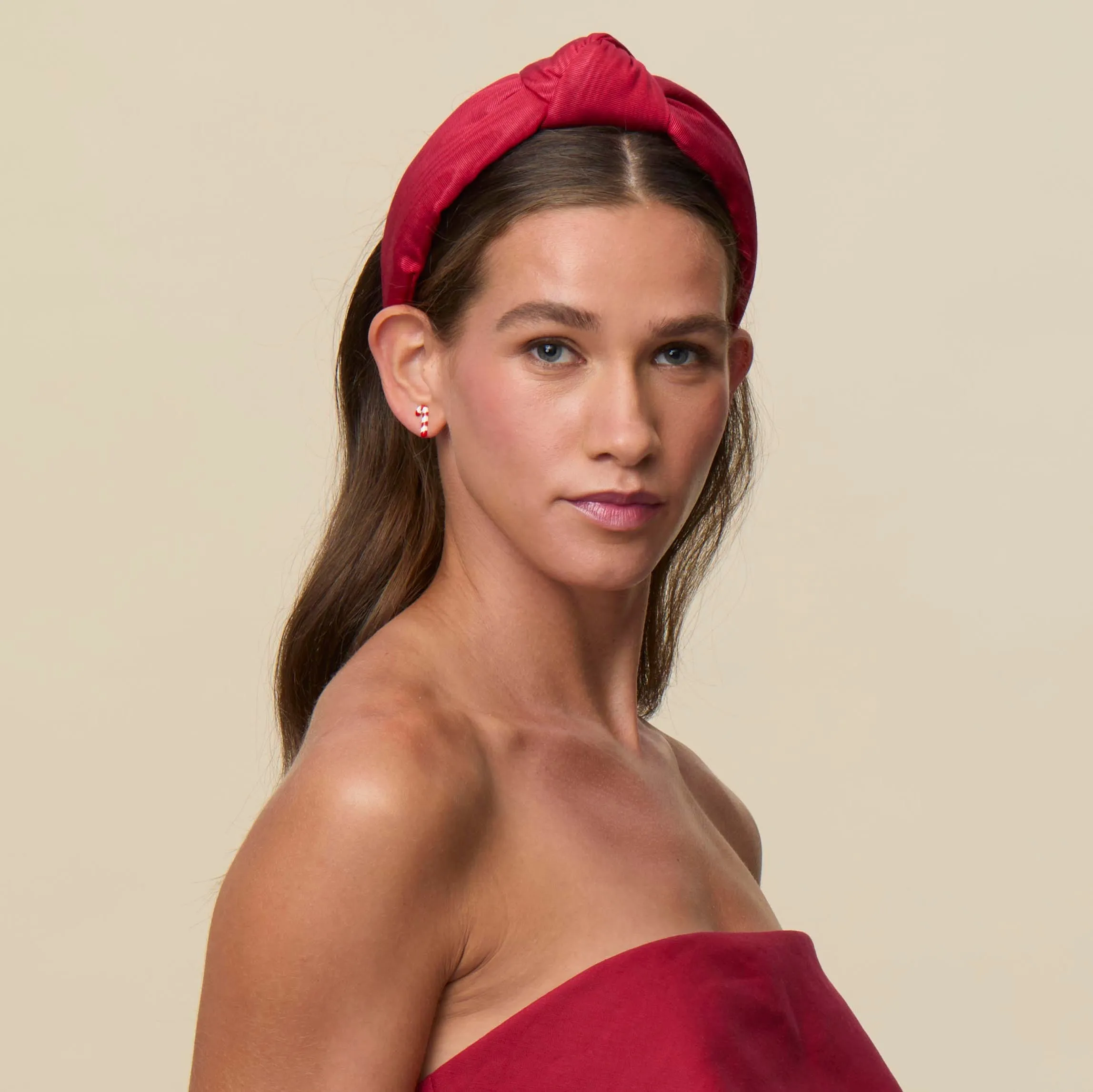RED KNOTTED MOIRE HEADAND sold by Lele Sadoughi product image thumbnail 4