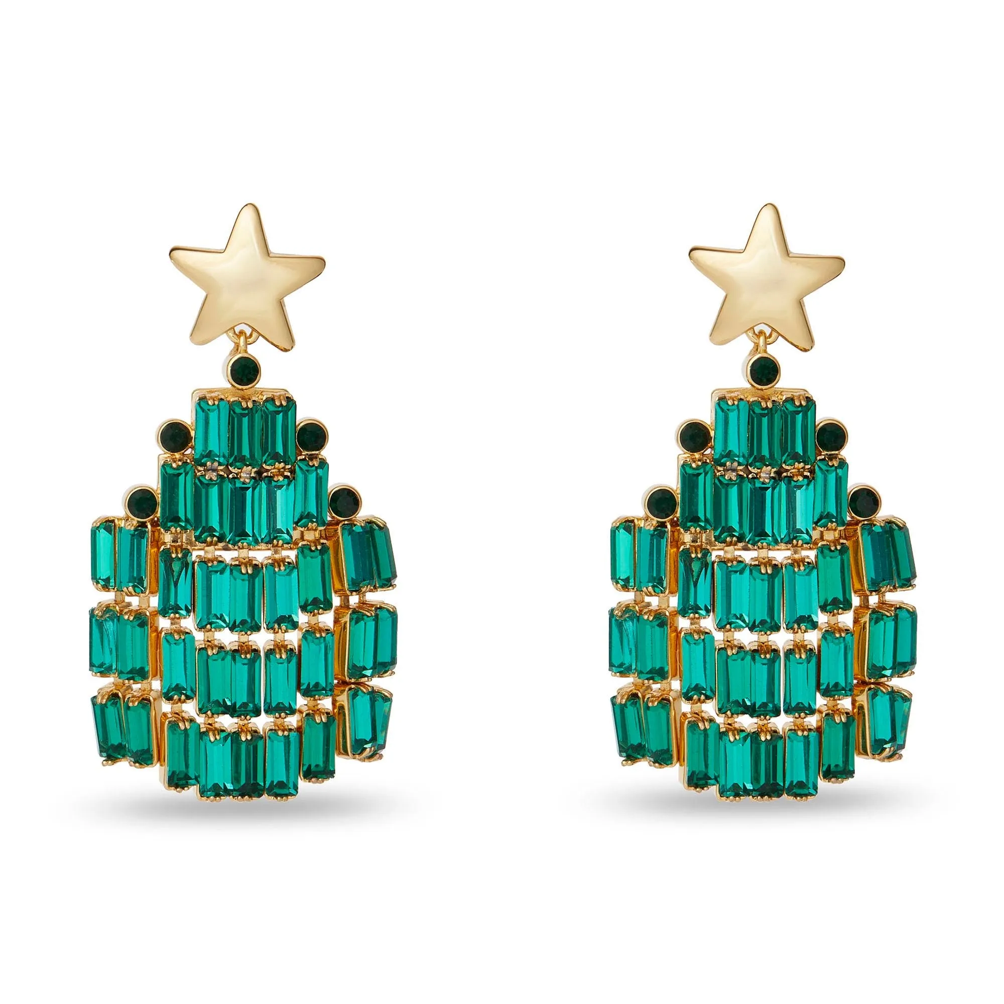 EMERALD CRYSTAL CHRISTMAS TREE EARRINGS sold by Lele Sadoughi