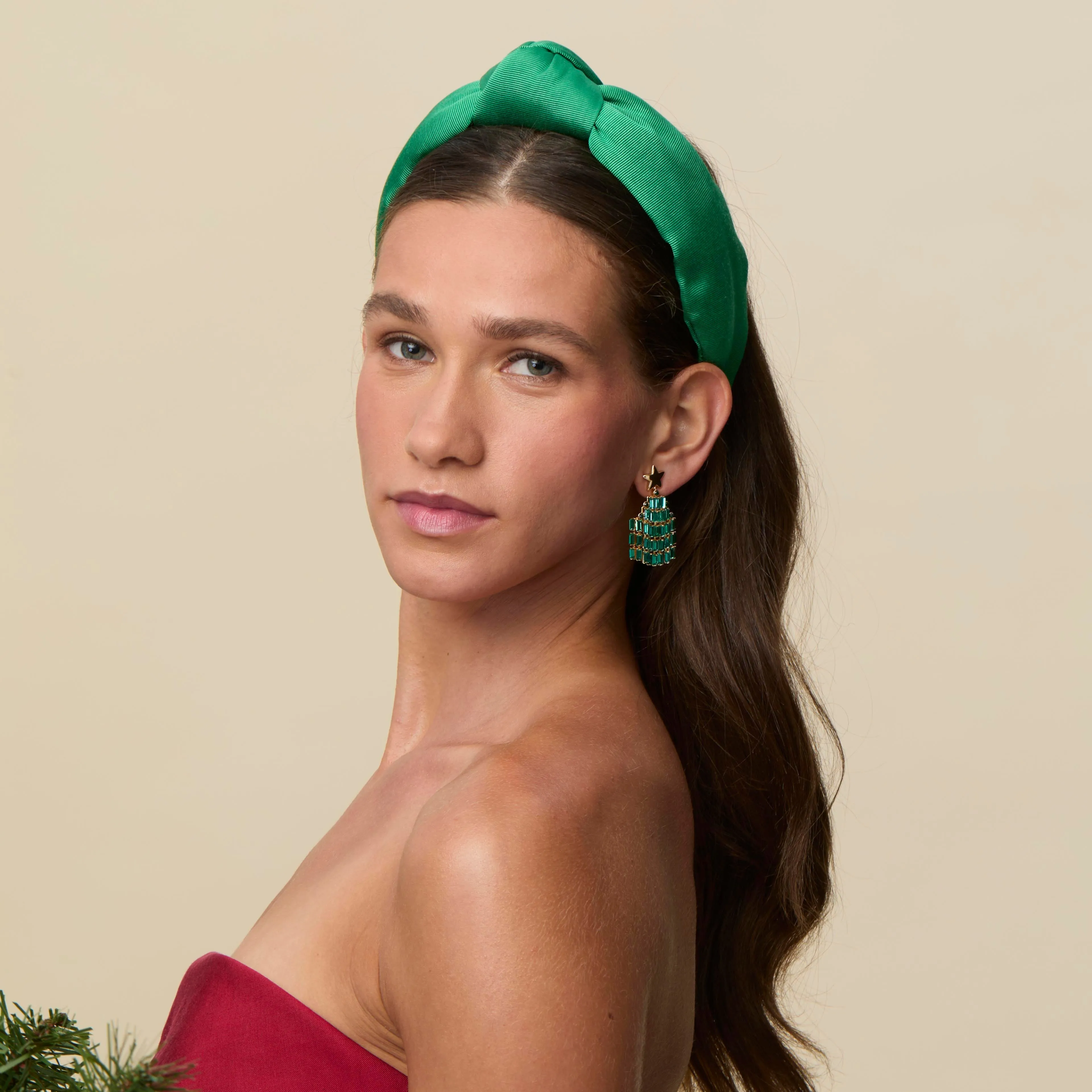 EMERALD CRYSTAL CHRISTMAS TREE EARRINGS sold by Lele Sadoughi product image thumbnail 3