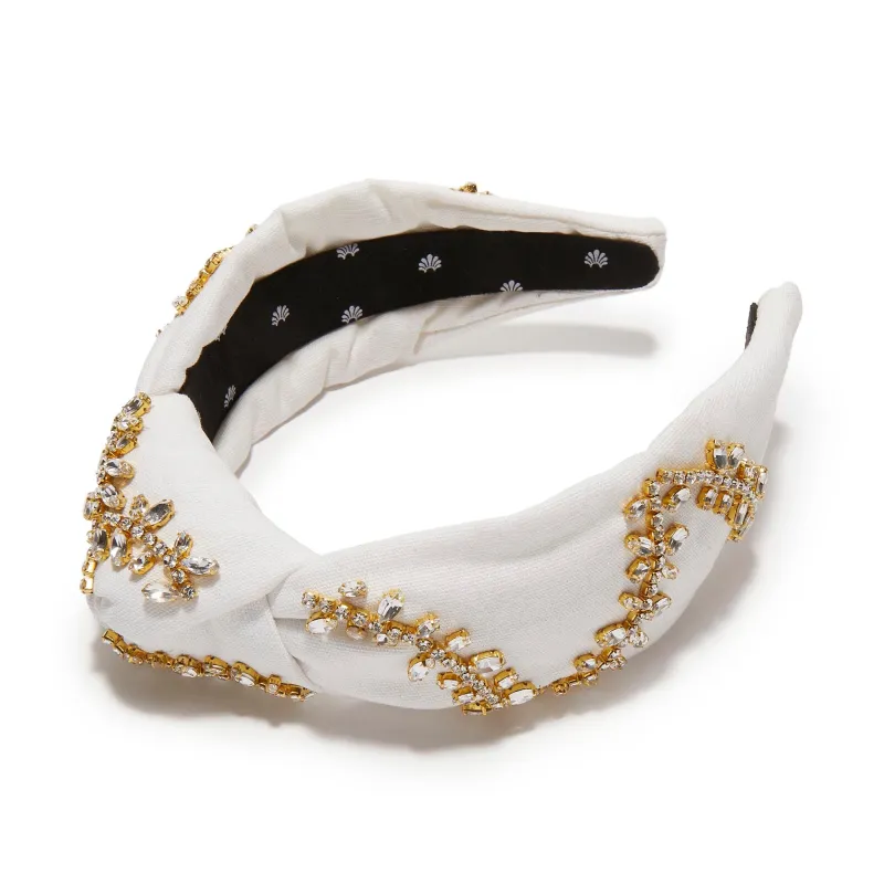 IVORY KNOTTED HOLIDAY LIGHTS CRYSTAL HEADBAND sold by Lele Sadoughi