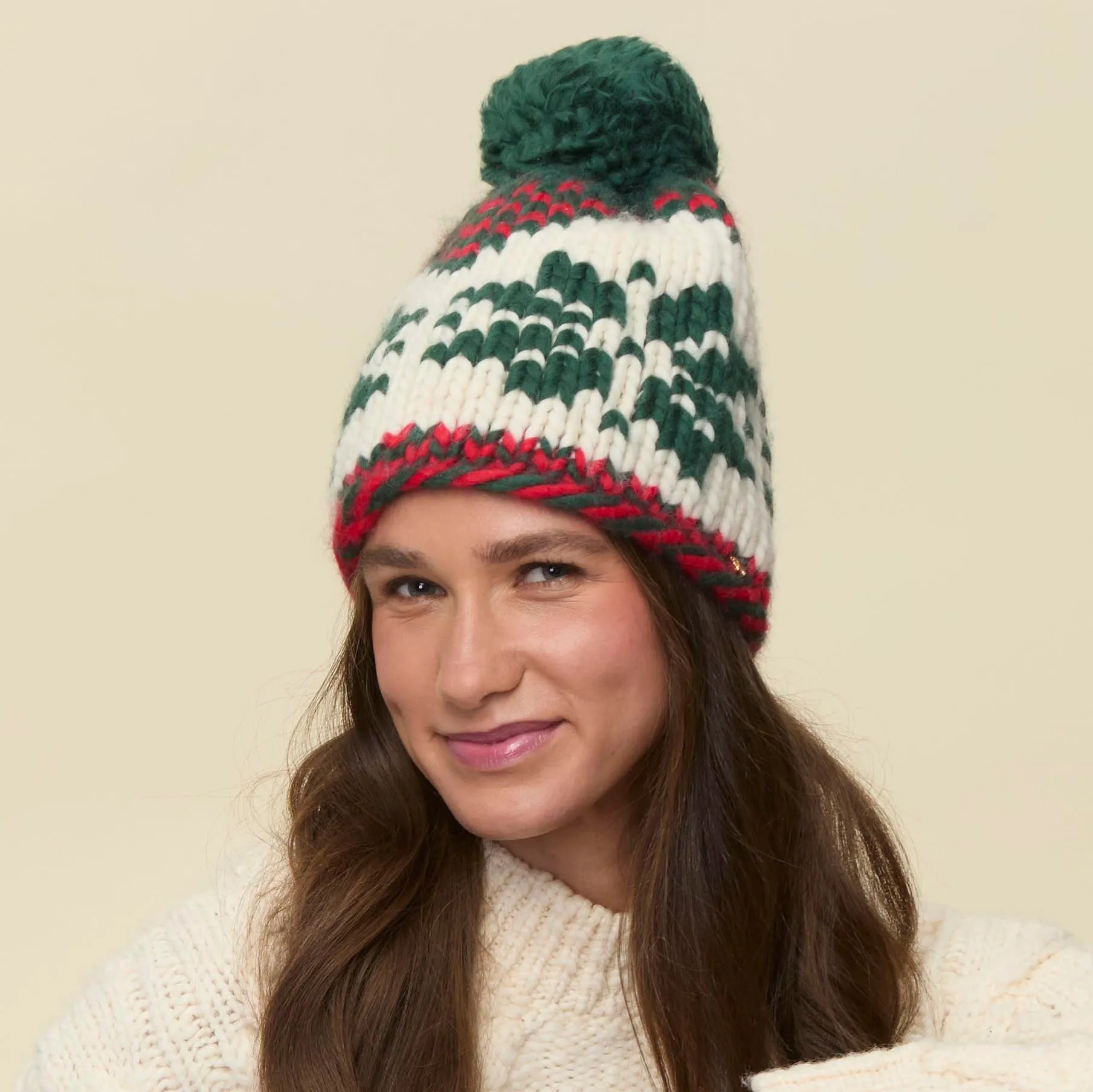 FOREST CRIMSON SNOWFLAKE BEANIE sold by Lele Sadoughi product image thumbnail 2