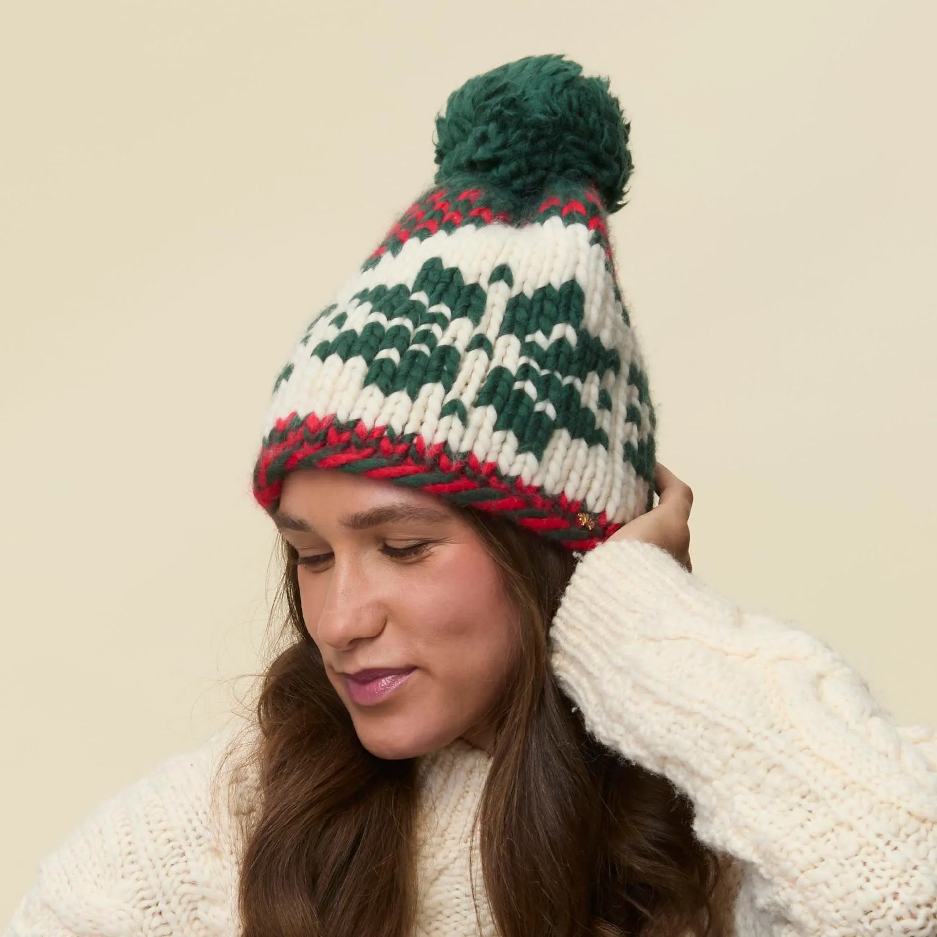 FOREST CRIMSON SNOWFLAKE BEANIE sold by Lele Sadoughi product image thumbnail 4