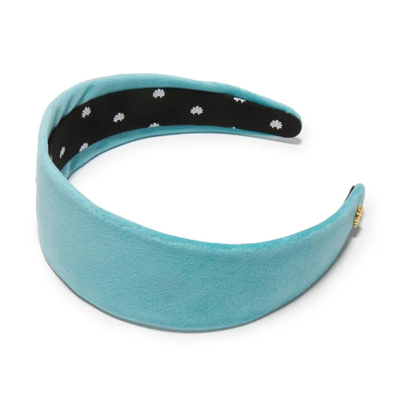 BRIGHT TURQUOISE BRIGITTE VELVET HEADBAND sold by Lele Sadoughi