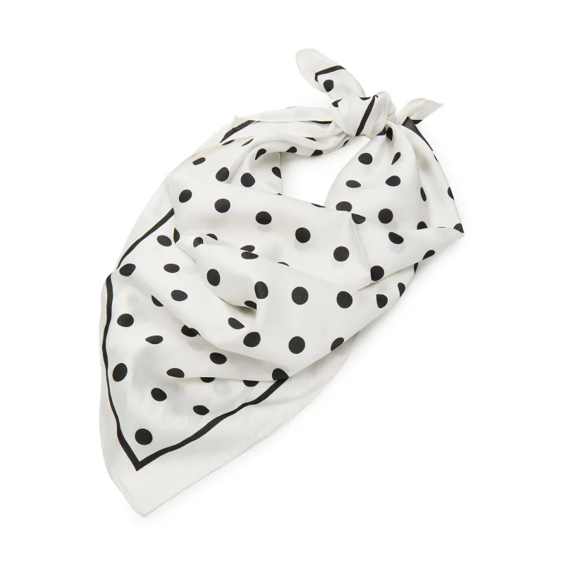 JET IVORY POLKA DOT SQUARE SATIN SCARF sold by Lele Sadoughi