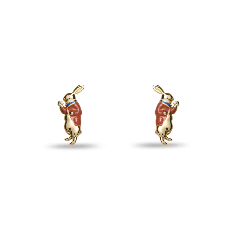 THE NURSERY ALICE WHITE RABBIT EARRING STUDS sold by Lele Sadoughi
