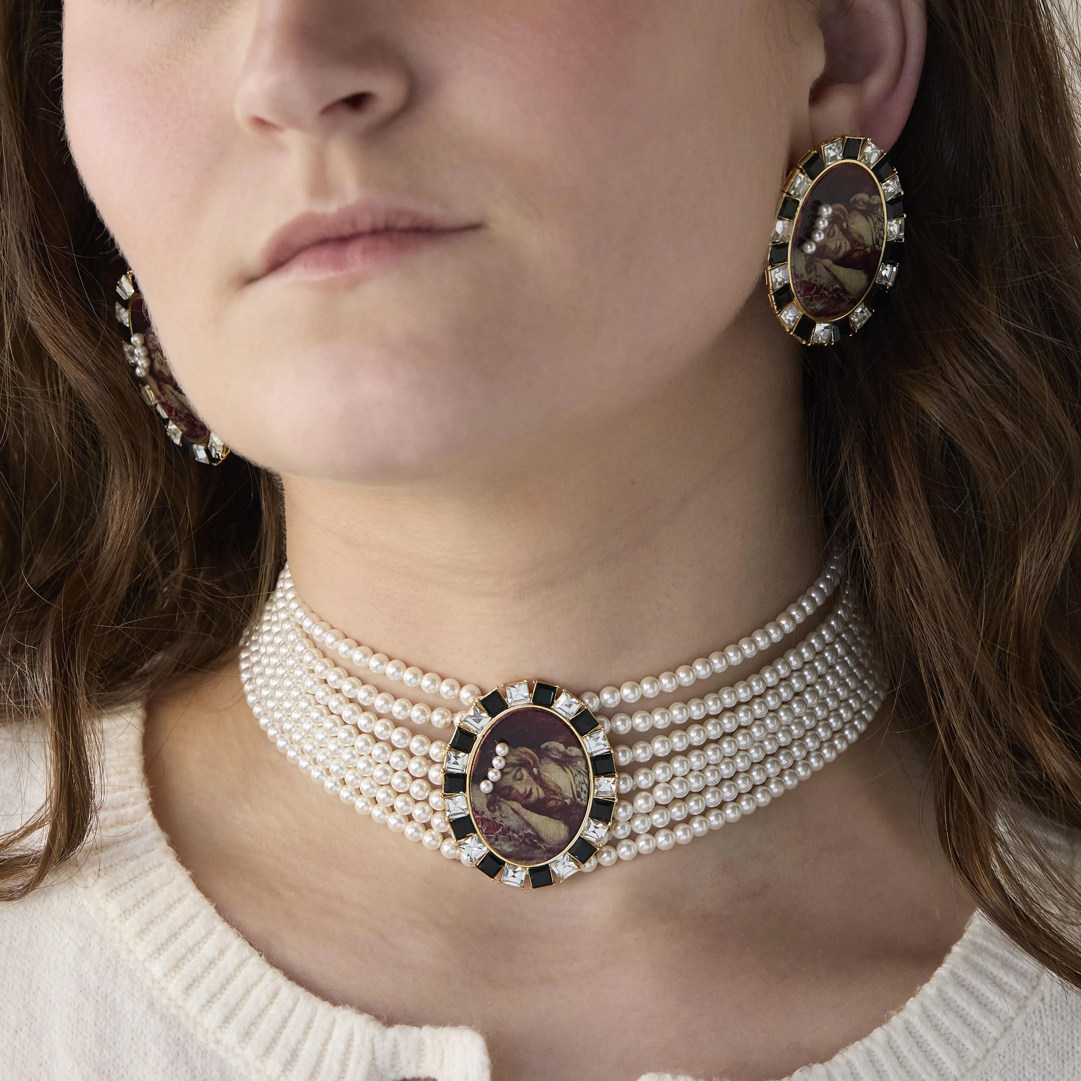 SLEEPING BEAUTY CAMEO MULTISTRAND NECKLACE sold by Lele Sadoughi product image thumbnail 2