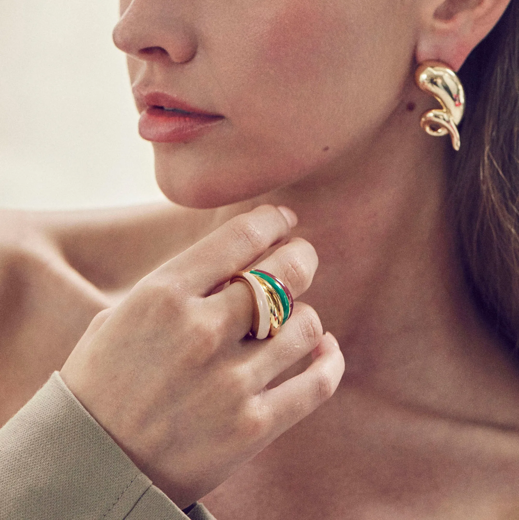 JADE MULTI STACKING RING sold by Lele Sadoughi product image thumbnail 2