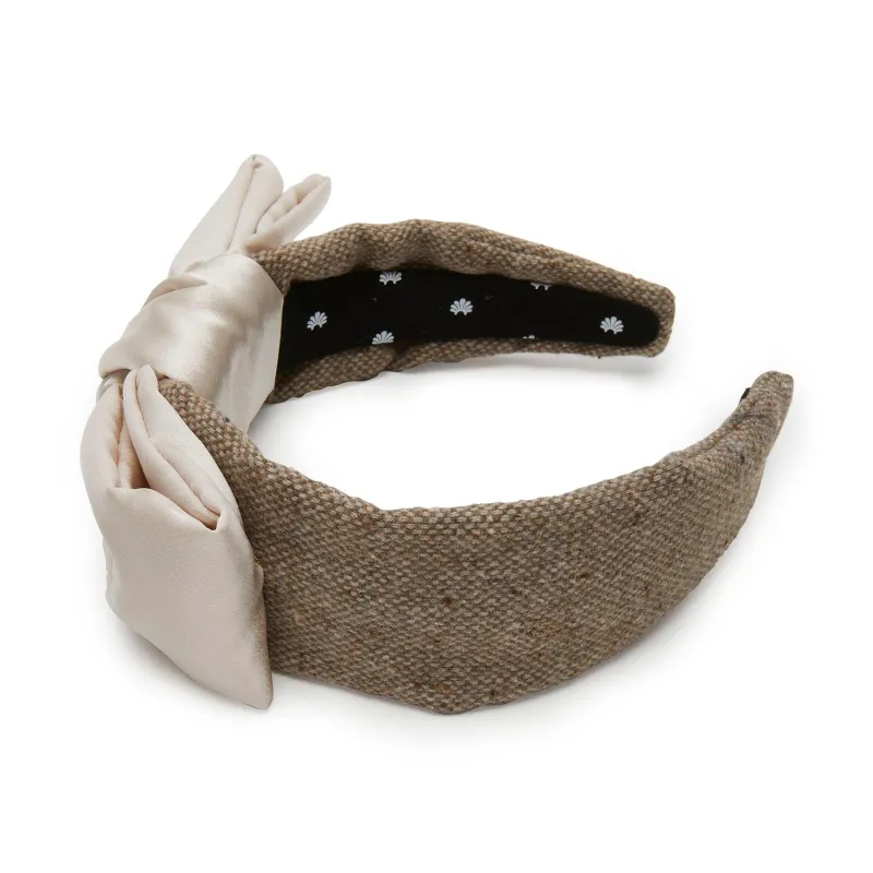 BISQUE HOLLY SATIN TWEED HEADBAND sold by Lele Sadoughi