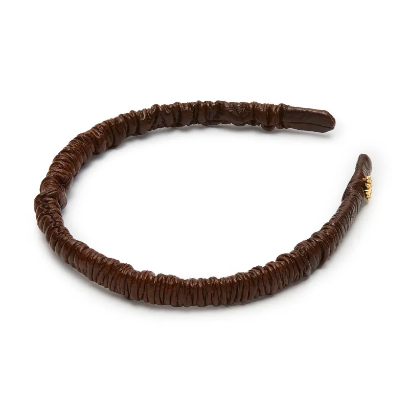 ESPRESSO JESSIE FAUX LEATHER HEADBAND sold by Lele Sadoughi