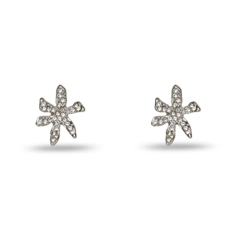 CRYSTAL PAVE WATER LILY STUD EARRINGS sold by Lele Sadoughi