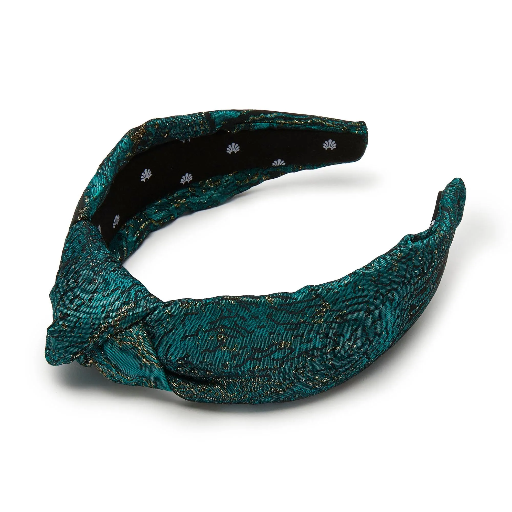 JADE KNOTTED SILK BROCADE HEADBAND sold by Lele Sadoughi