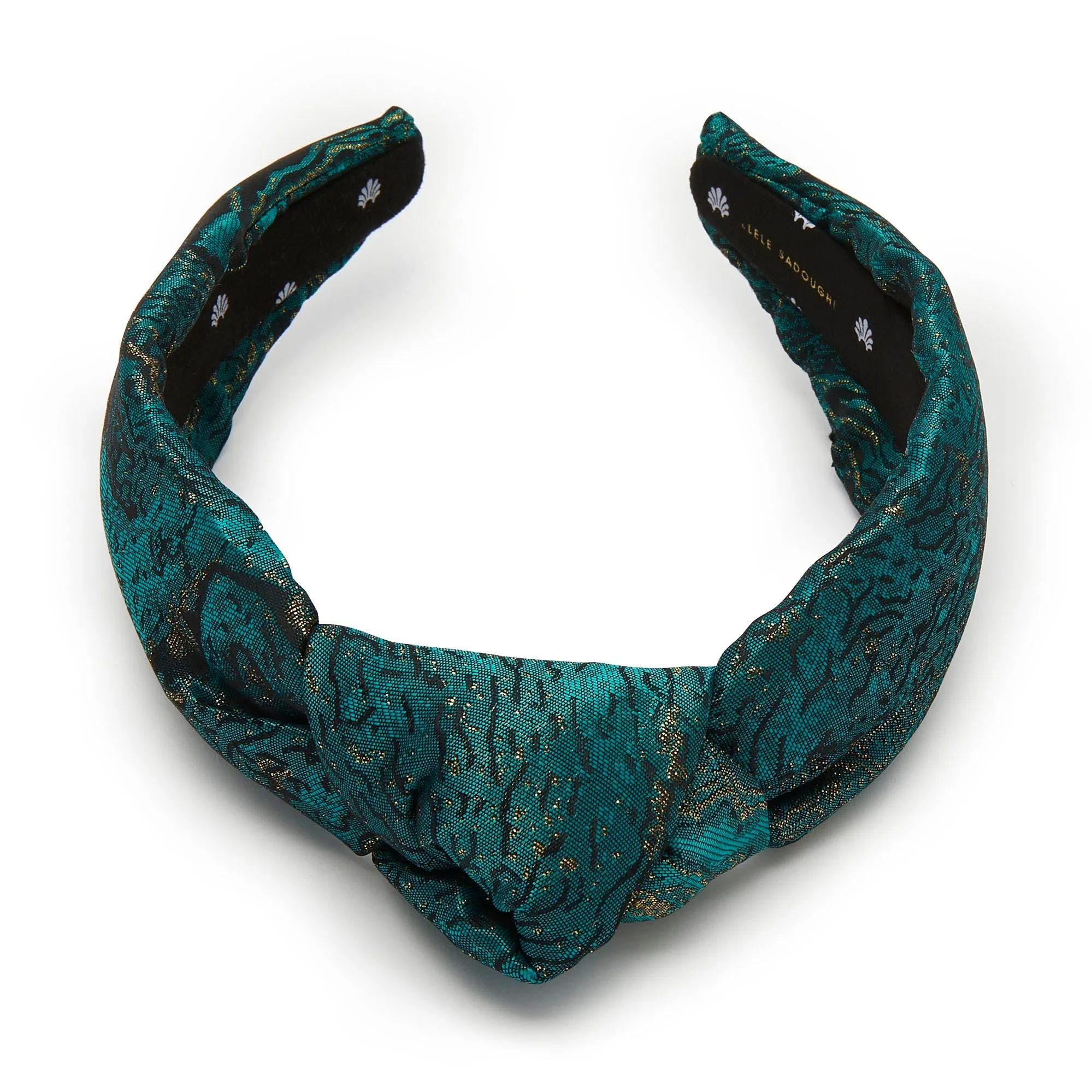 JADE KNOTTED SILK BROCADE HEADBAND sold by Lele Sadoughi product image thumbnail 3