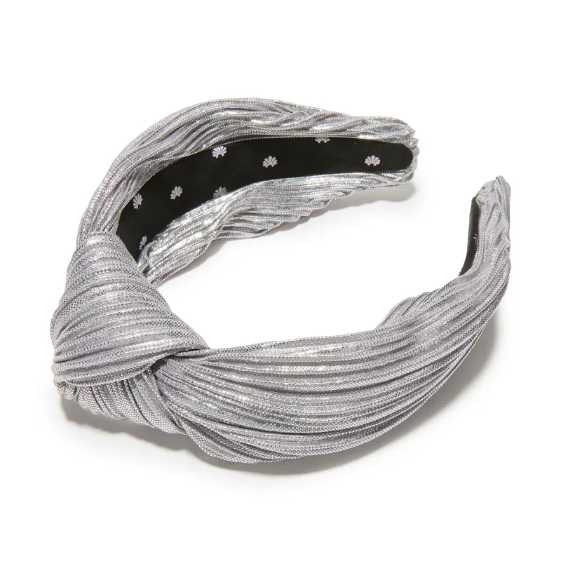ANTIQUE SILVER KNOTTED PLEATED HEADBAND sold by Lele Sadoughi