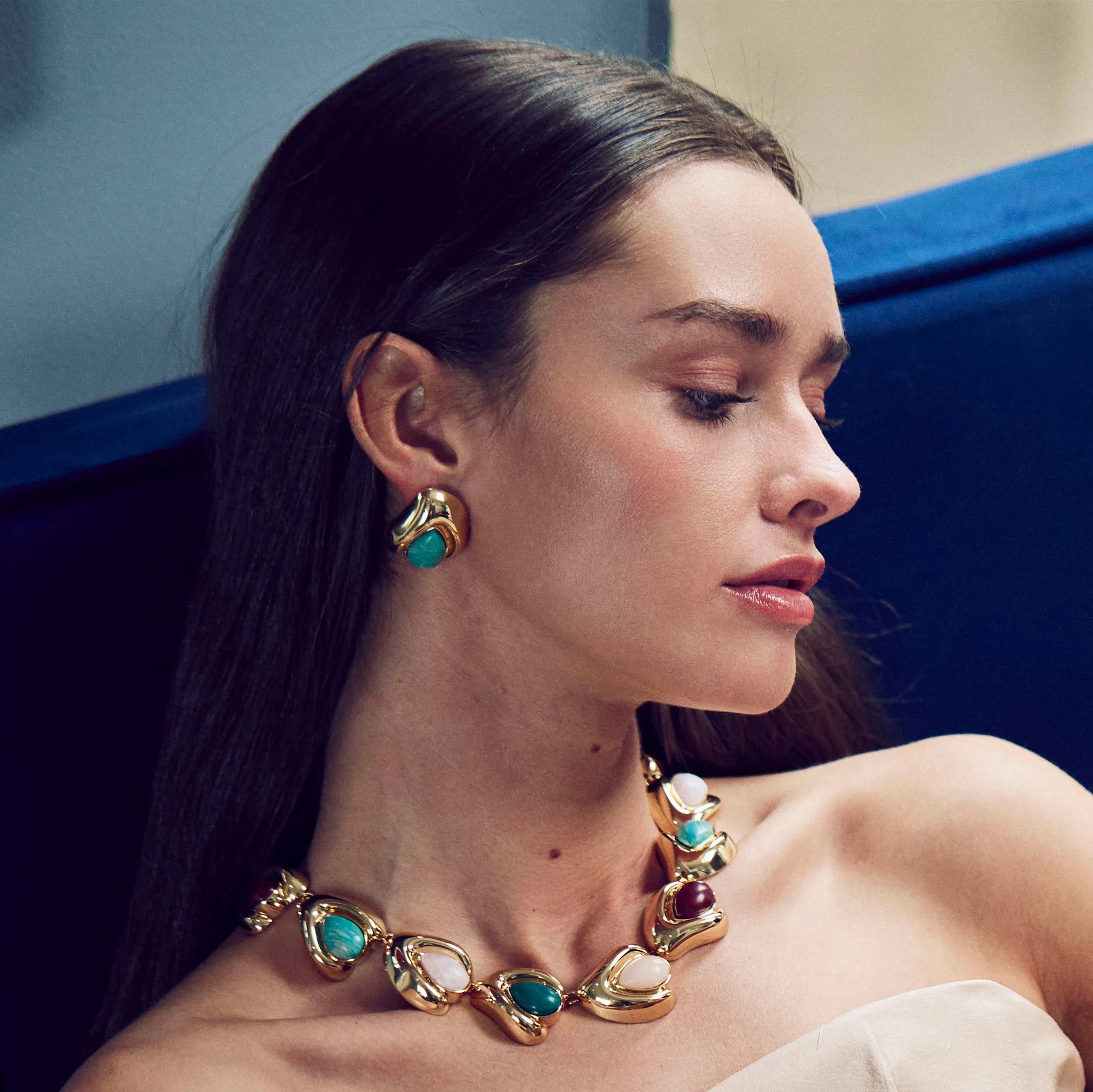 JADE MULTI LAUREL NECKLACE sold by Lele Sadoughi product image thumbnail 2