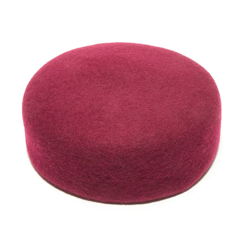 WINE WOOL FELT PILLBOX HAT sold by Lele Sadoughi