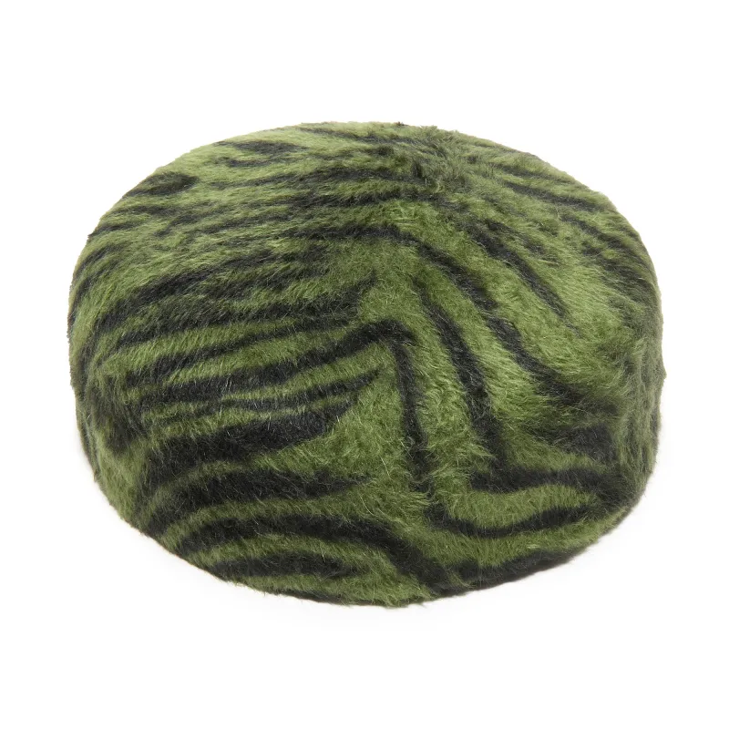 *PRE-ORDER* JET EMERALD ZEBRA WOOL FELT PILLBOX HAT sold by Lele Sadoughi