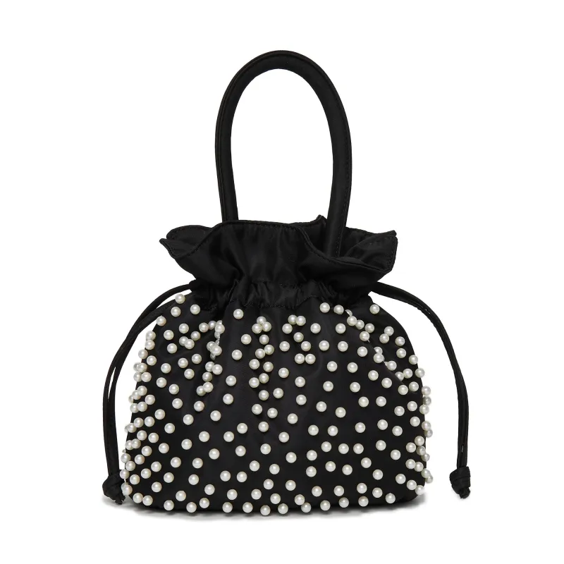 JET PEARL SIA DRAWSTRING BAG sold by Lele Sadoughi