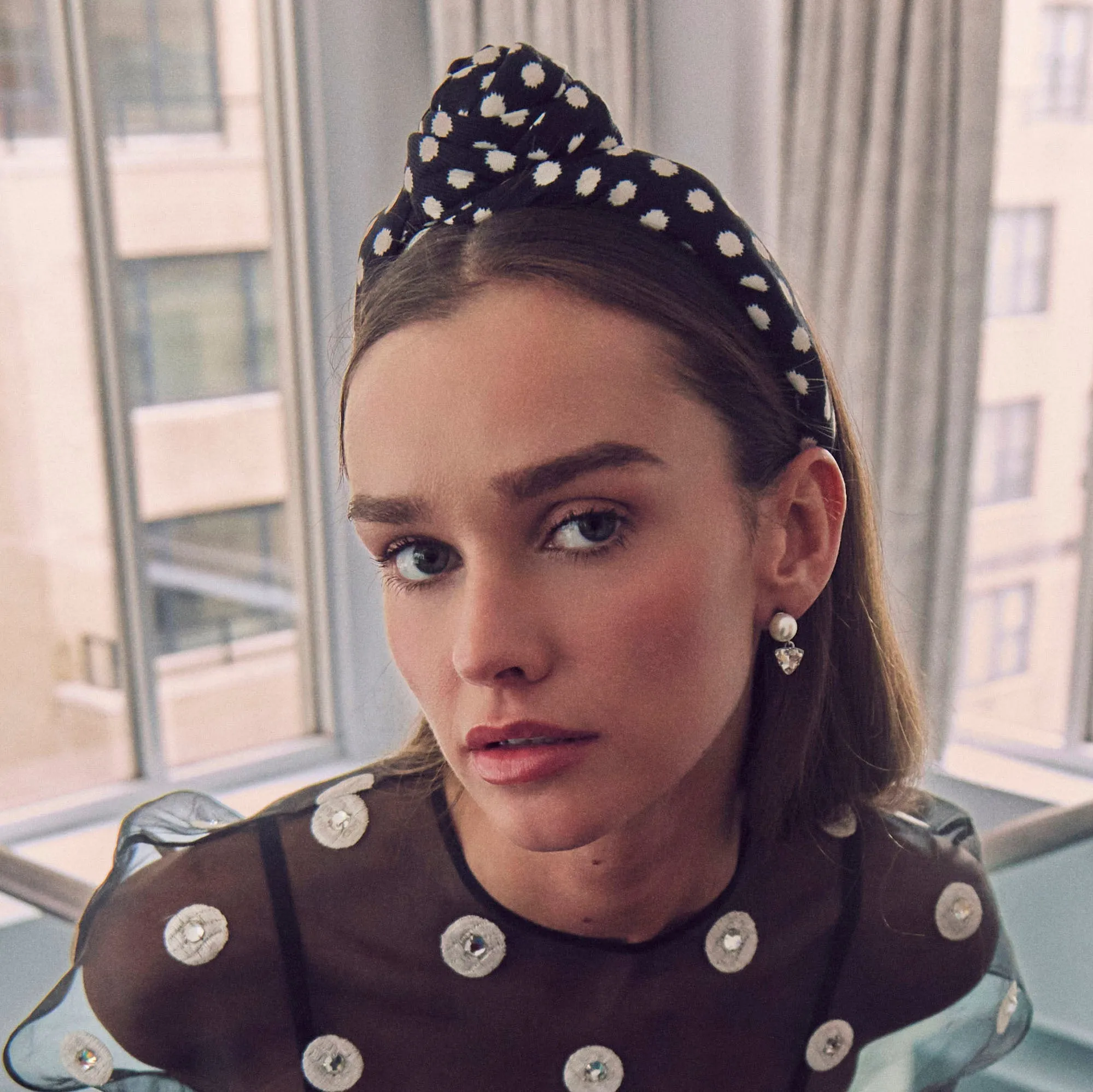 JET ROSETTE POLKA DOT HEADBAND sold by Lele Sadoughi product image thumbnail 2