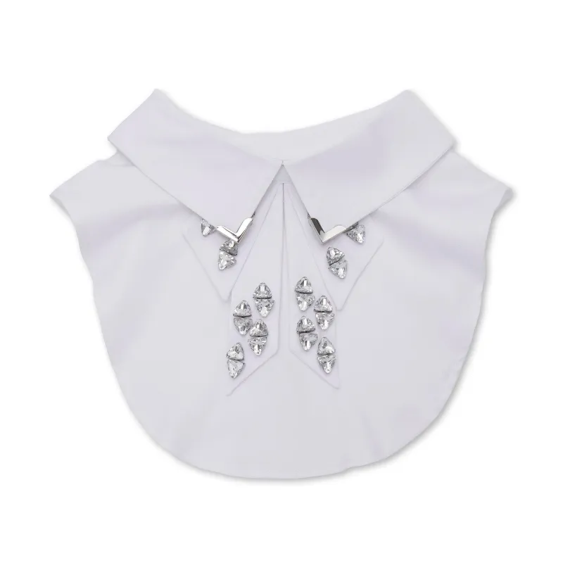 WHITE SILVER VICTORIA TRIANGLE CRYSTAL BOW TIE COLLAR sold by Lele Sadoughi