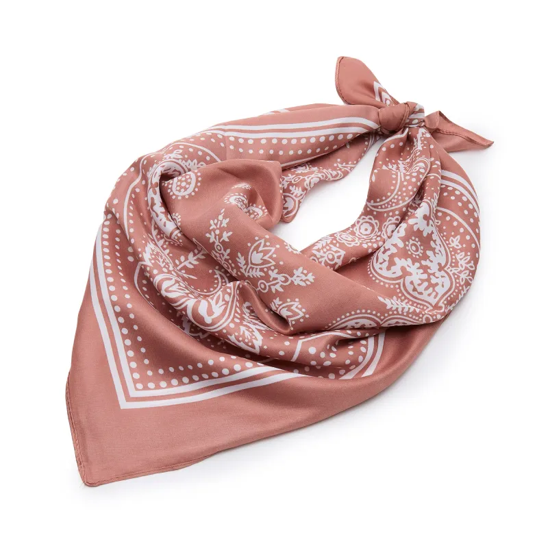 BLUSH PAISLEY SQUARE SATIN SCARF sold by Lele Sadoughi