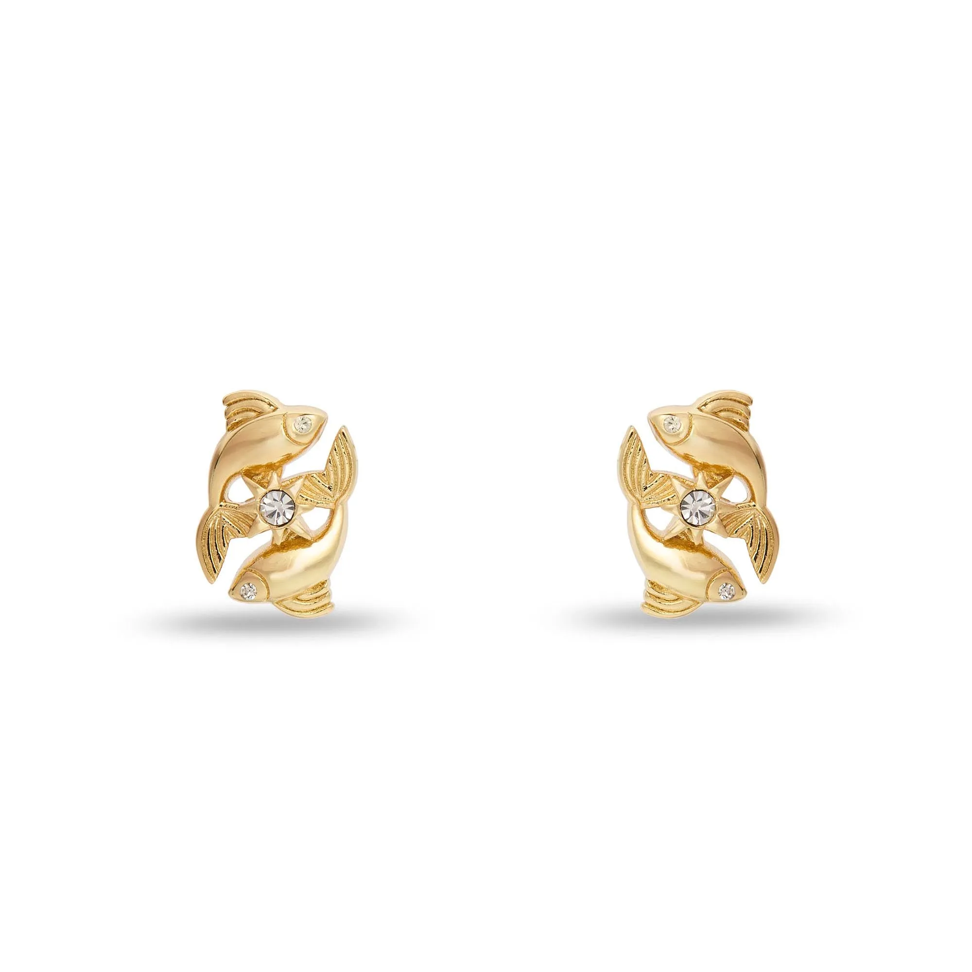 GOLD PISCES ZODIAC STUD EARRINGS sold by Lele Sadoughi