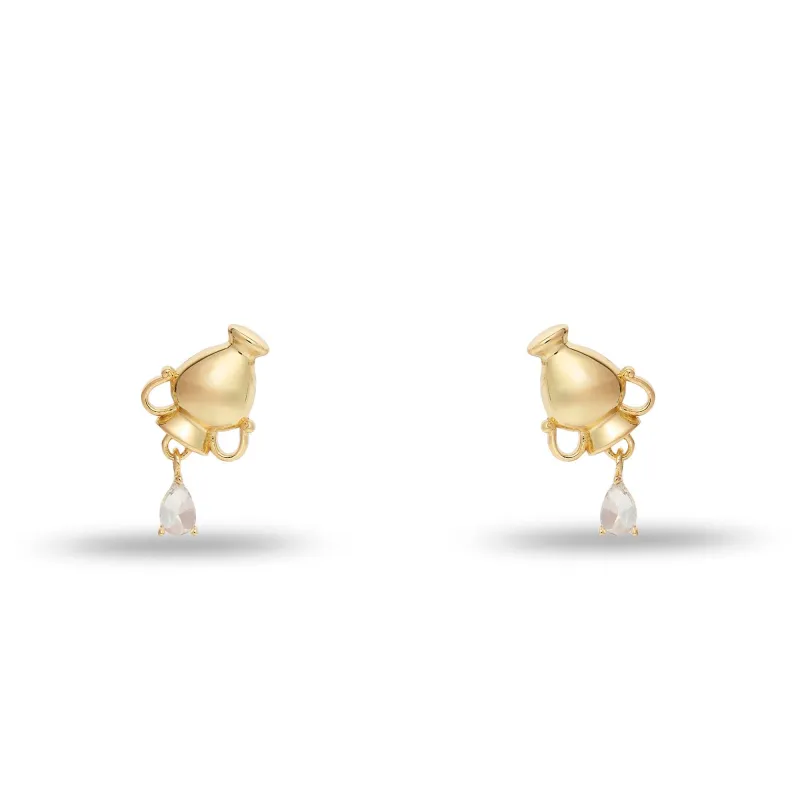 GOLD AQUARIUS ZODIAC STUD EARRINGS sold by Lele Sadoughi