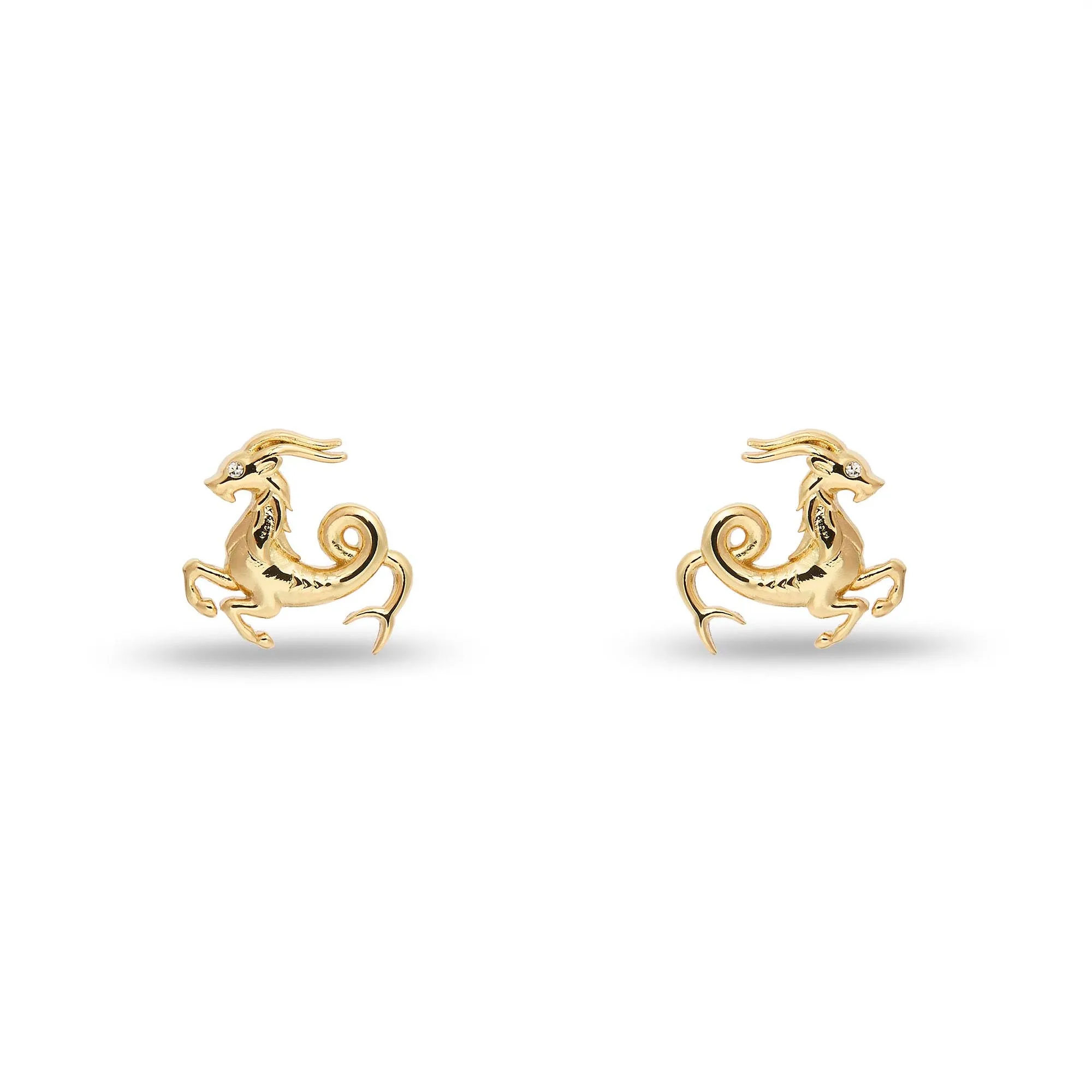 GOLD CAPRICORN ZODIAC STUD EARRINGS sold by Lele Sadoughi