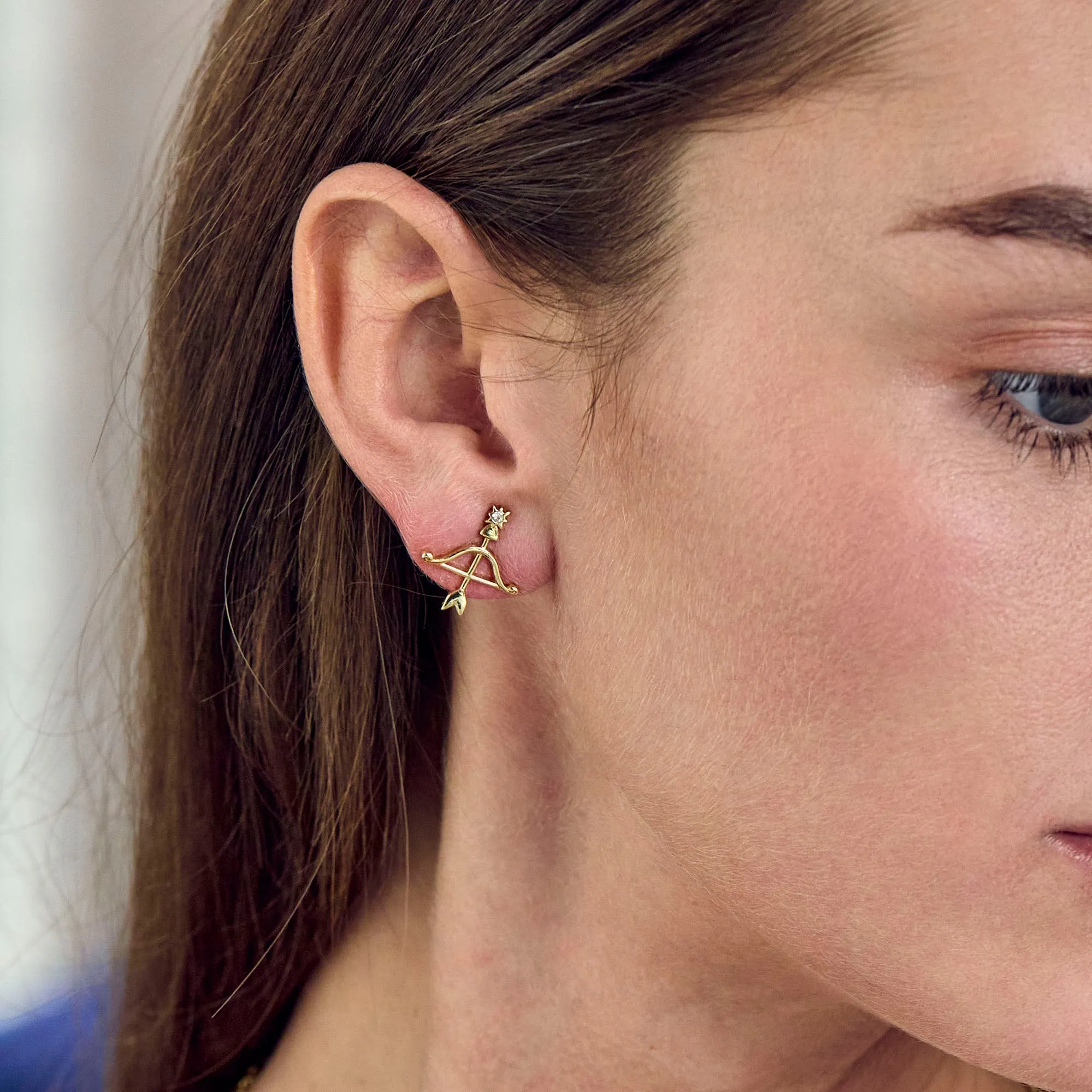 GOLD SAGITTARIUS ZODIAC STUD EARRINGS sold by Lele Sadoughi product image thumbnail 2