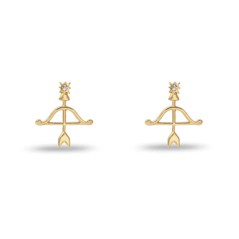 GOLD SAGITTARIUS ZODIAC STUD EARRINGS sold by Lele Sadoughi