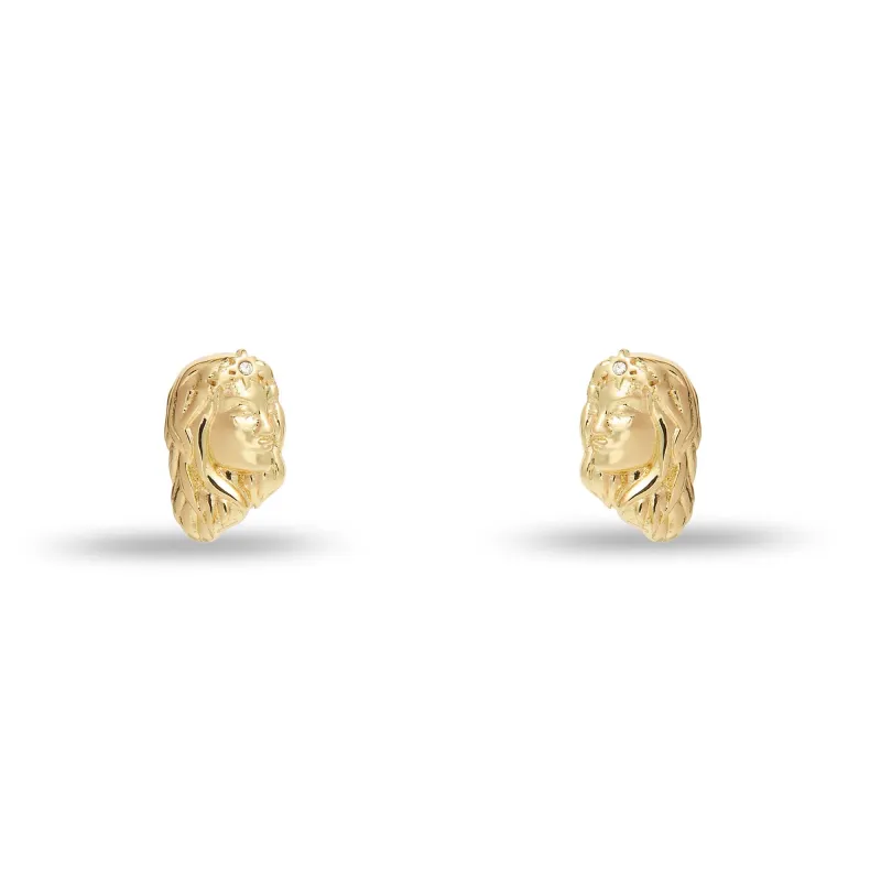 GOLD VIRGO ZODIAC STUD EARRINGS sold by Lele Sadoughi