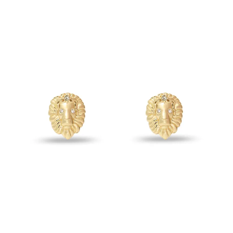 GOLD LEO ZODIAC STUD EARRINGS sold by Lele Sadoughi