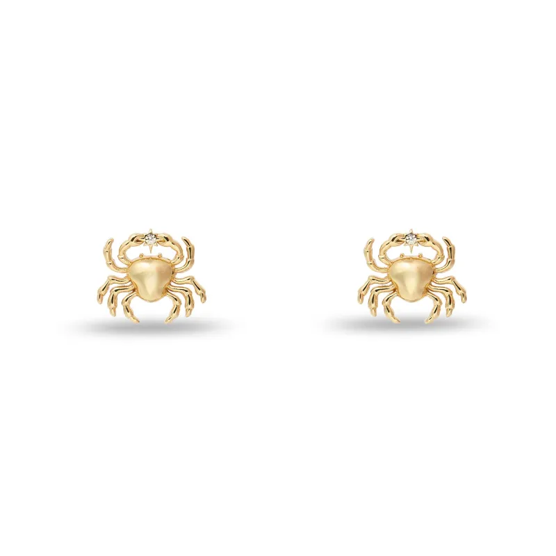 GOLD CANCER ZODIAC STUD EARRINGS sold by Lele Sadoughi