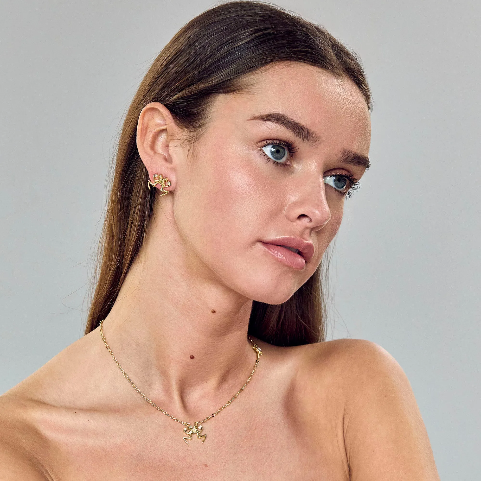 GOLD GEMINI ZODIAC STUD EARRINGS sold by Lele Sadoughi product image thumbnail 2