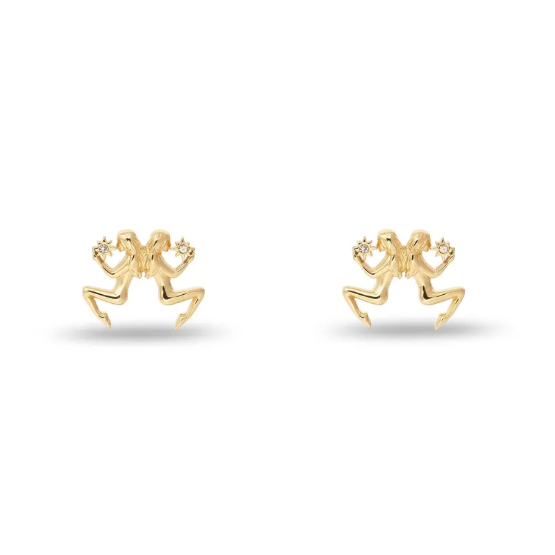 GOLD GEMINI ZODIAC STUD EARRINGS sold by Lele Sadoughi