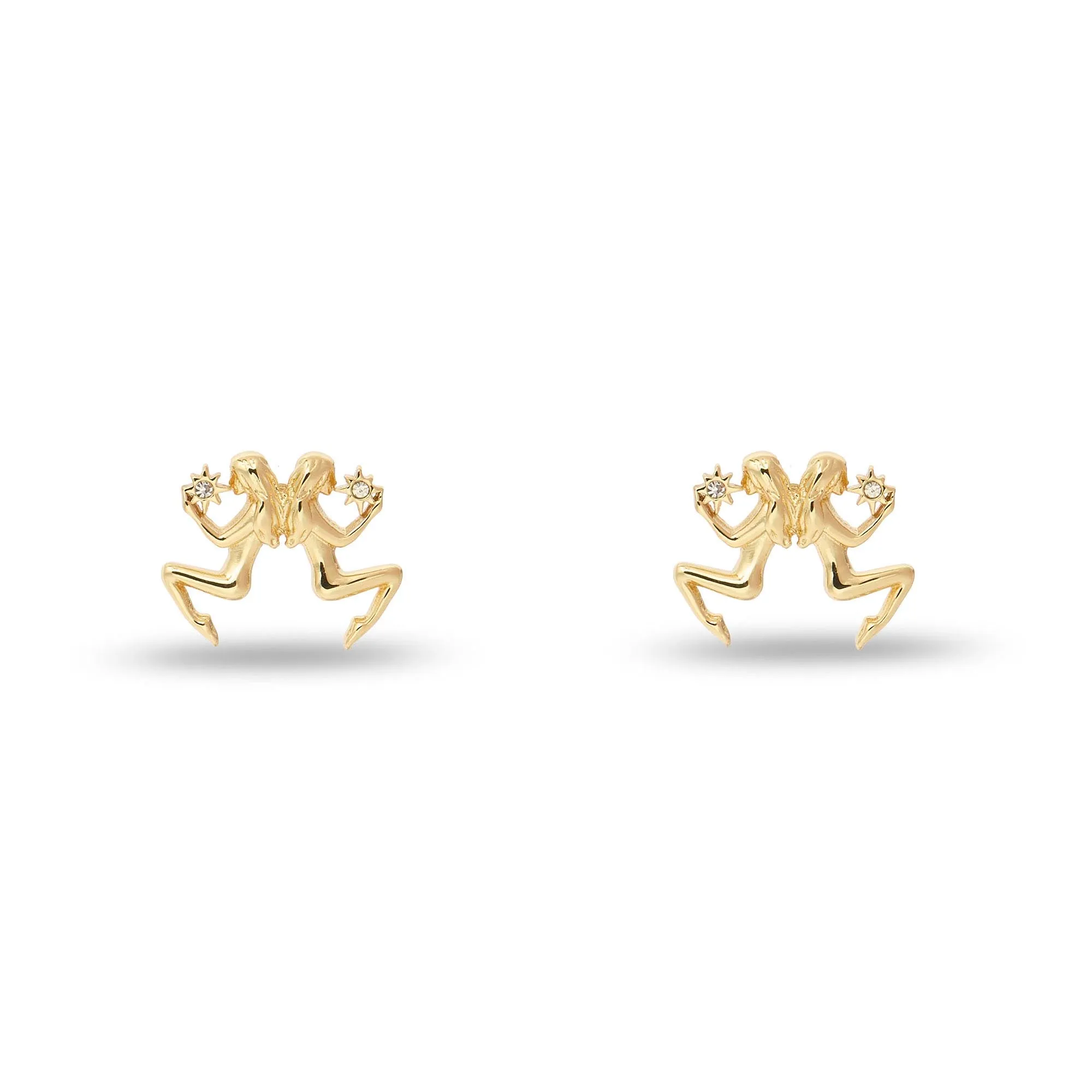 GOLD GEMINI ZODIAC STUD EARRINGS sold by Lele Sadoughi