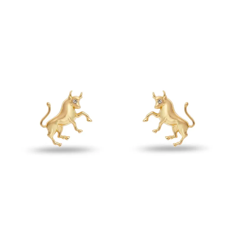 GOLD TAURUS ZODIAC STUD EARRINGS sold by Lele Sadoughi