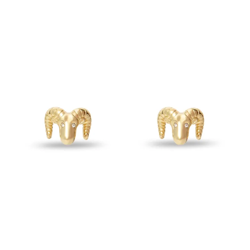GOLD ARIES ZODIAC STUD EARRINGS sold by Lele Sadoughi