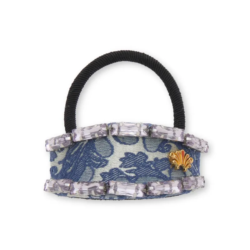 IMPERIAL BLUE GENIE CRYSTAL TRIM HAIR TIE made by Lele Sadoughi