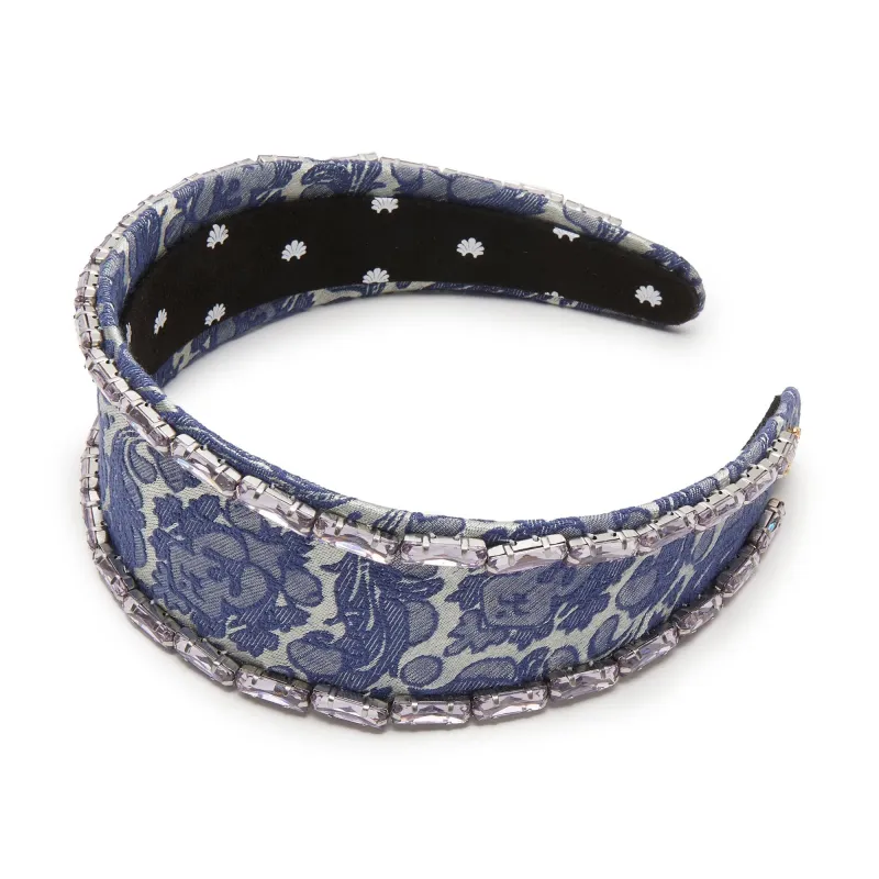 IMPERIAL BLUE BRIGITTE CRYSTAL TRIM HEADBAND sold by Lele Sadoughi