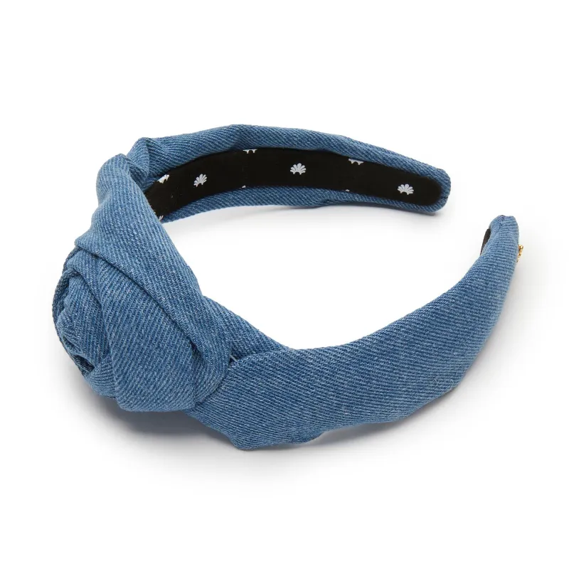LIGHT DENIM ROSETTE HEADBAND sold by Lele Sadoughi