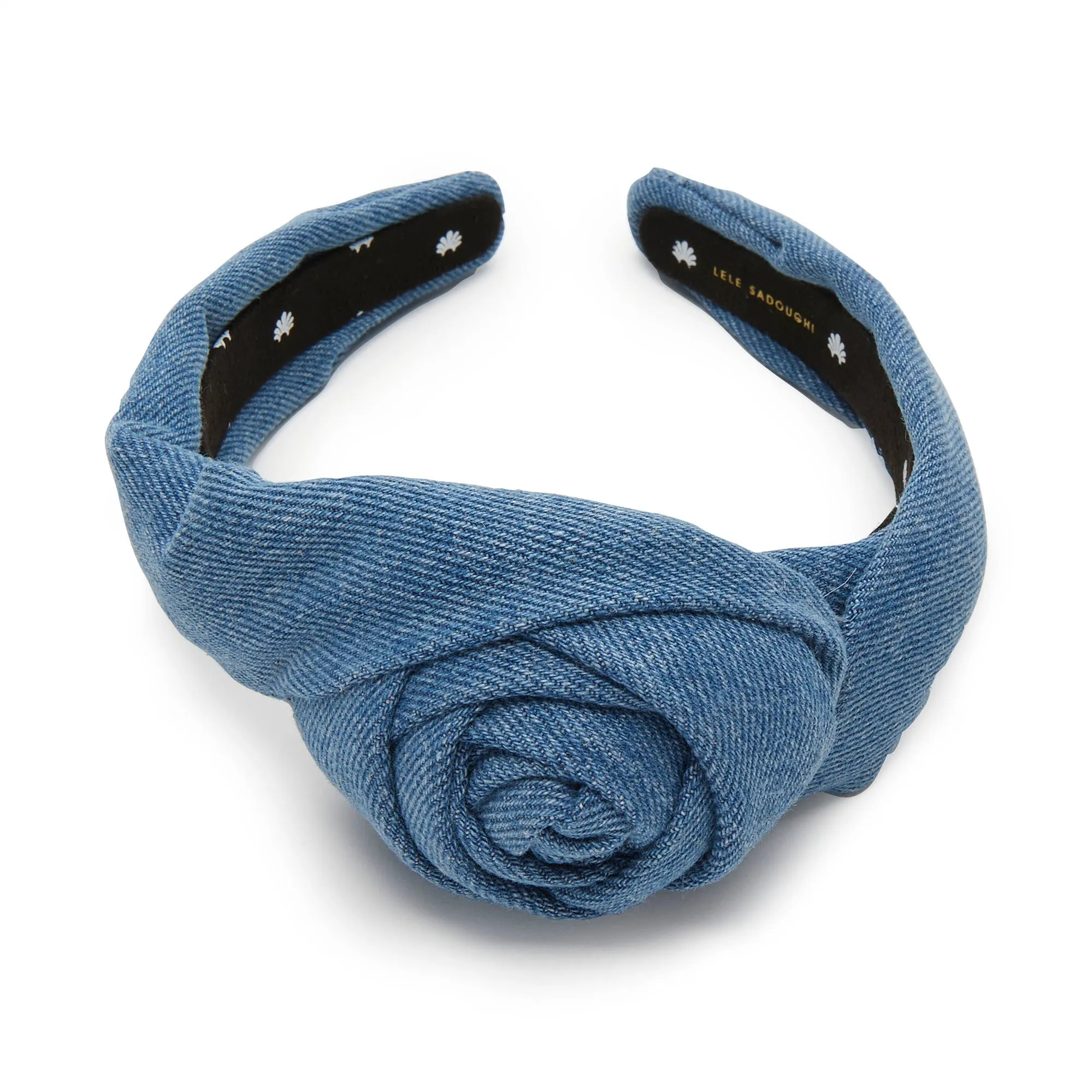 LIGHT DENIM ROSETTE HEADBAND sold by Lele Sadoughi product image thumbnail 3