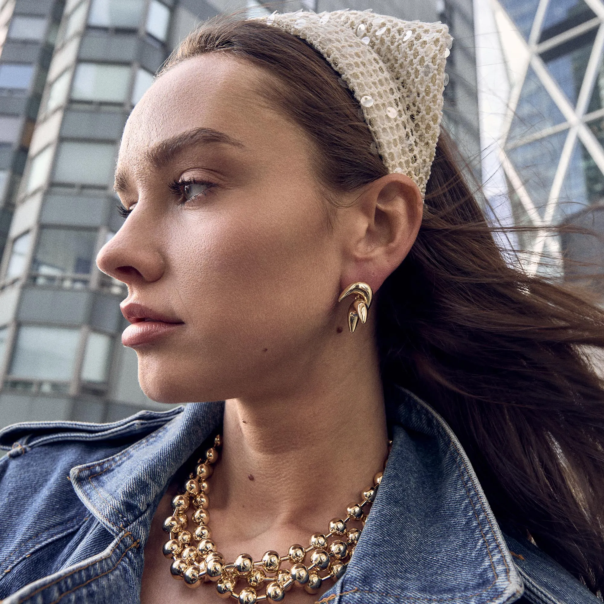 GOLD DIANA TRIPLE ROW NECKLACE sold by Lele Sadoughi product image thumbnail 2