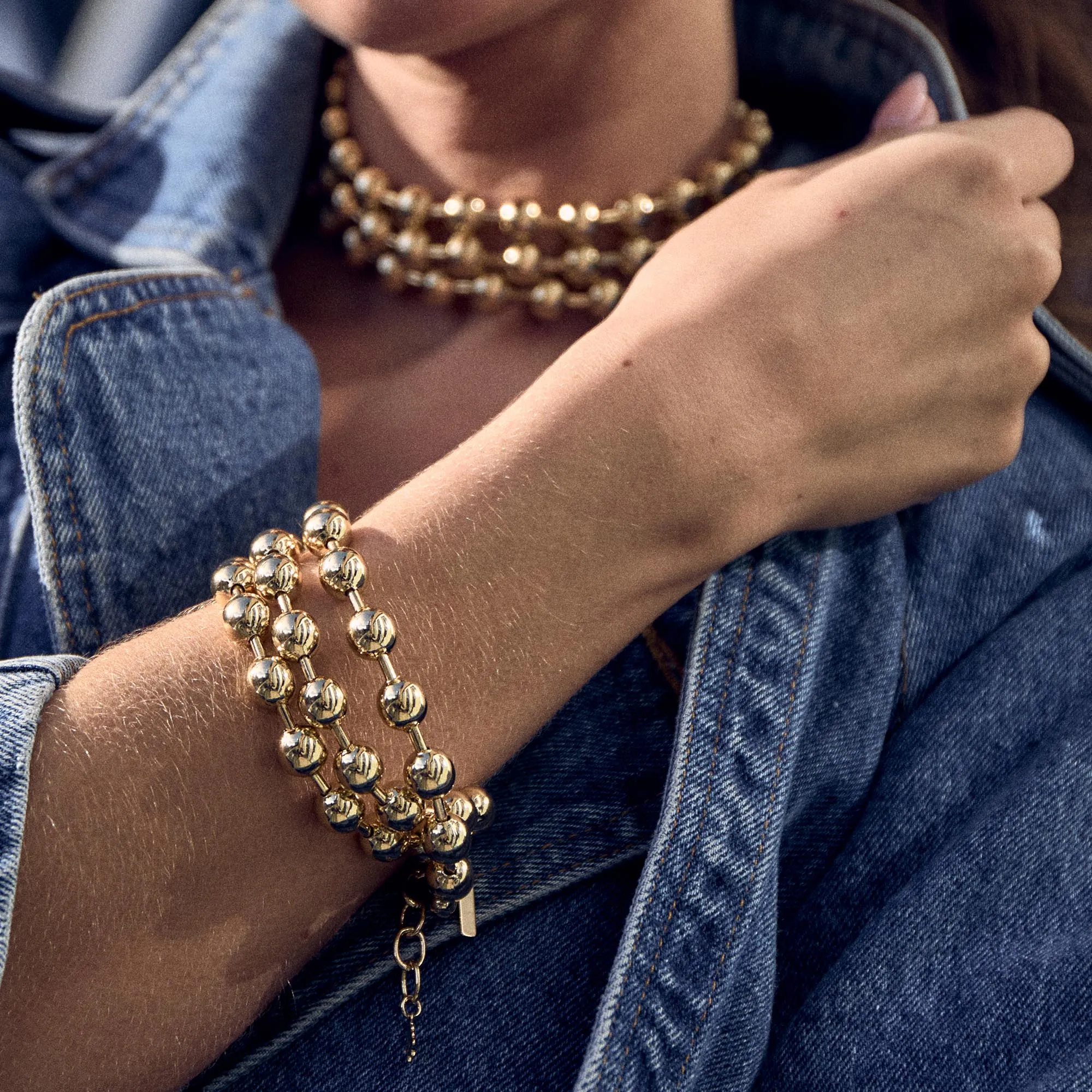 GOLD DIANA TRIPLE ROW BRACELET sold by Lele Sadoughi product image thumbnail 2