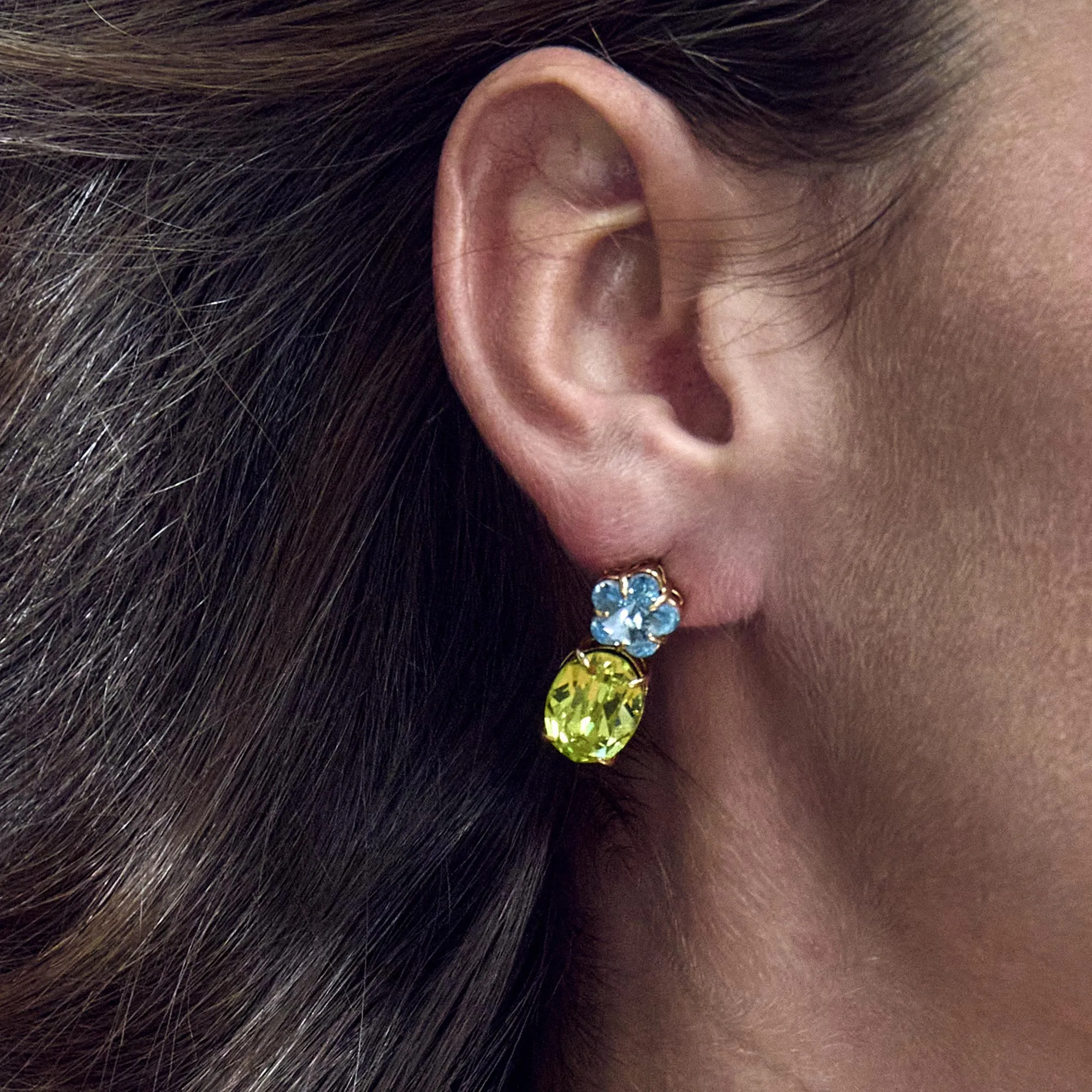 AQUAMARINE CITRIS SWAROVSKI FLORAL CRYSTAL EARRINGS sold by Lele Sadoughi product image thumbnail 2