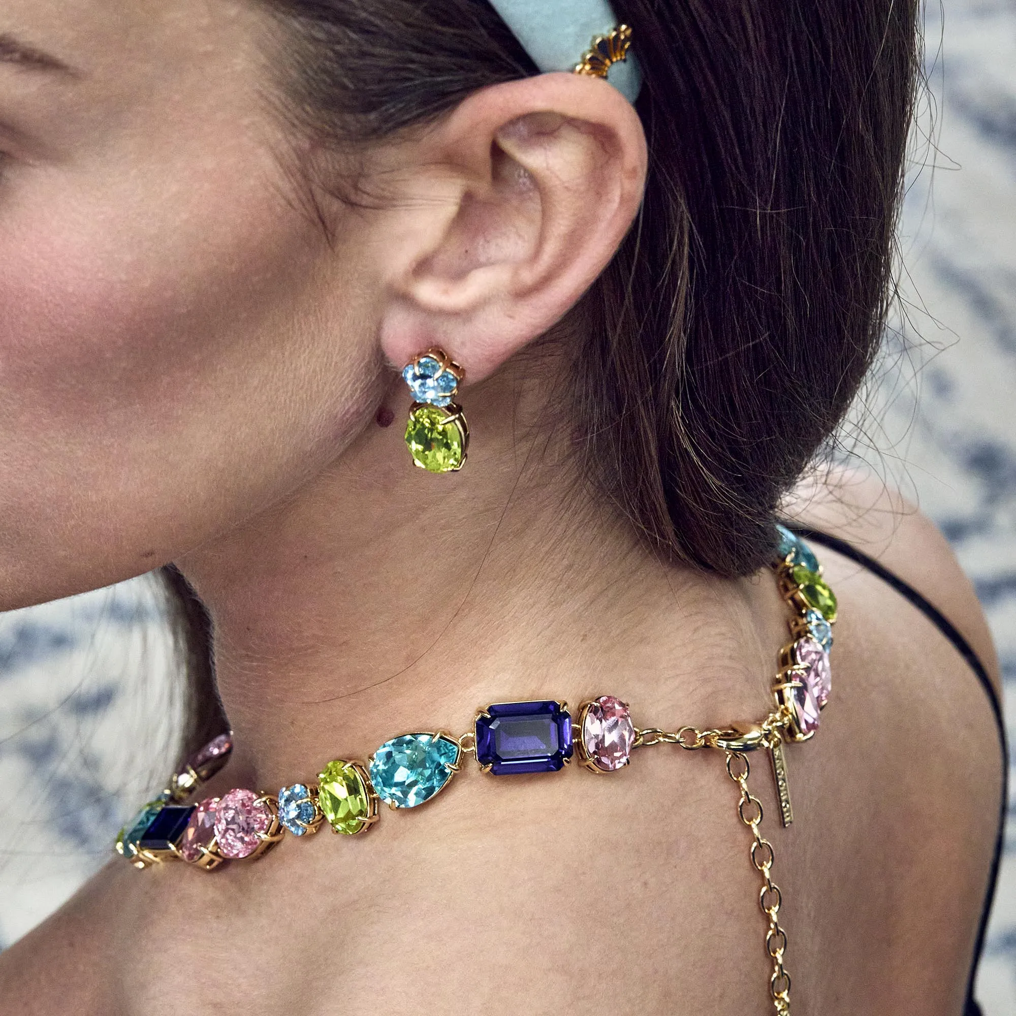 AQUAMARINE CITRIS SWAROVSKI FLORAL CRYSTAL EARRINGS sold by Lele Sadoughi product image thumbnail 3