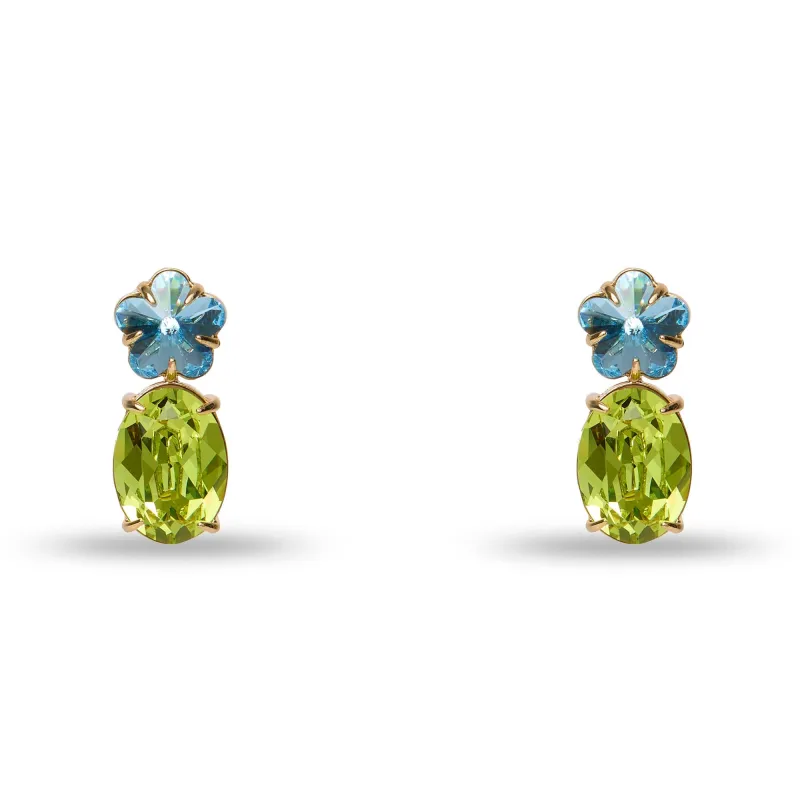 AQUAMARINE CITRIS SWAROVSKI FLORAL CRYSTAL EARRINGS sold by Lele Sadoughi