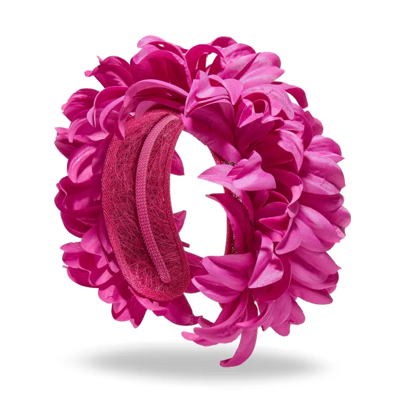 FUCHSIA SILK FLAPPER HEADBAND sold by Lele Sadoughi