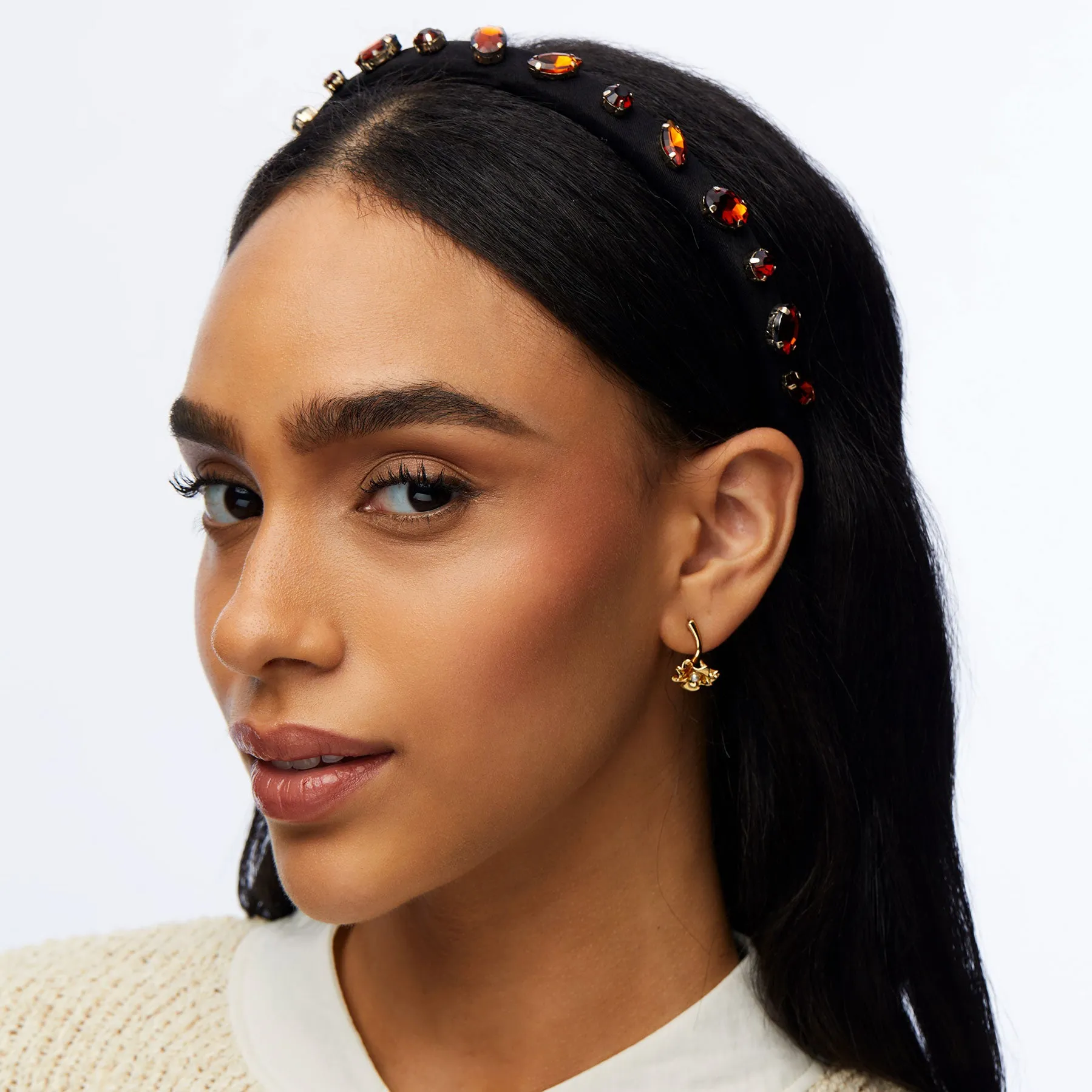 JET MIXED CRYSTAL VELVET GIGI HEADBAND sold by Lele Sadoughi product image thumbnail 2