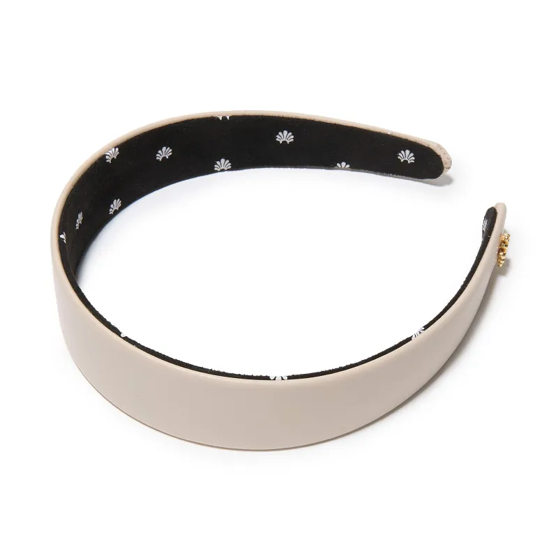 KHAKI FAUX LEATHER BESSETTE HEADBAND sold by Lele Sadoughi